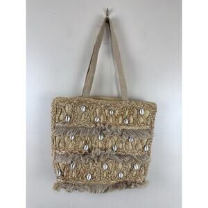 SALT + UMBER Isla Jute Seashell Straw Tote Bag Beach BohoResort Wear Festival